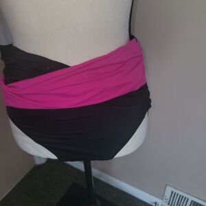 NWT Swimsuits for all Hollywood color block wrap sz 12